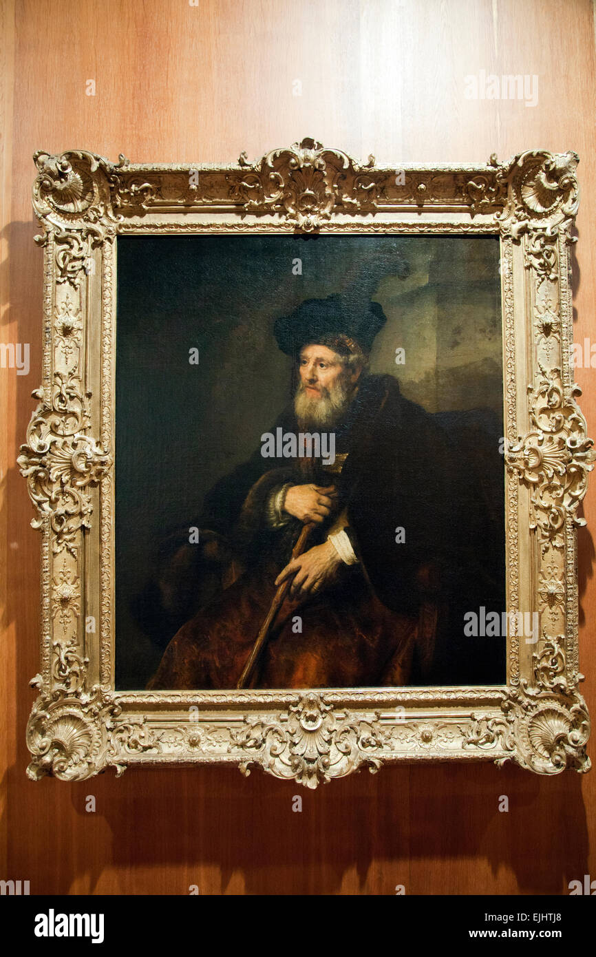 Rembrandt van Rijn 'Portrait of Old Man' 1645 at Museu Calouste Gulbenkian in Lisbon - Portugal Stock Photo