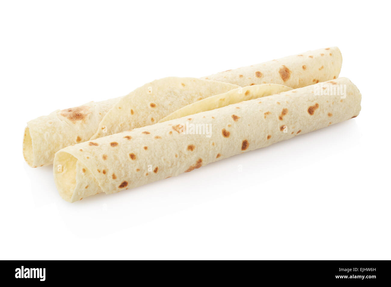 Piadina, italian tortilla empty wraps isolated on white, clipping path included Stock Photo