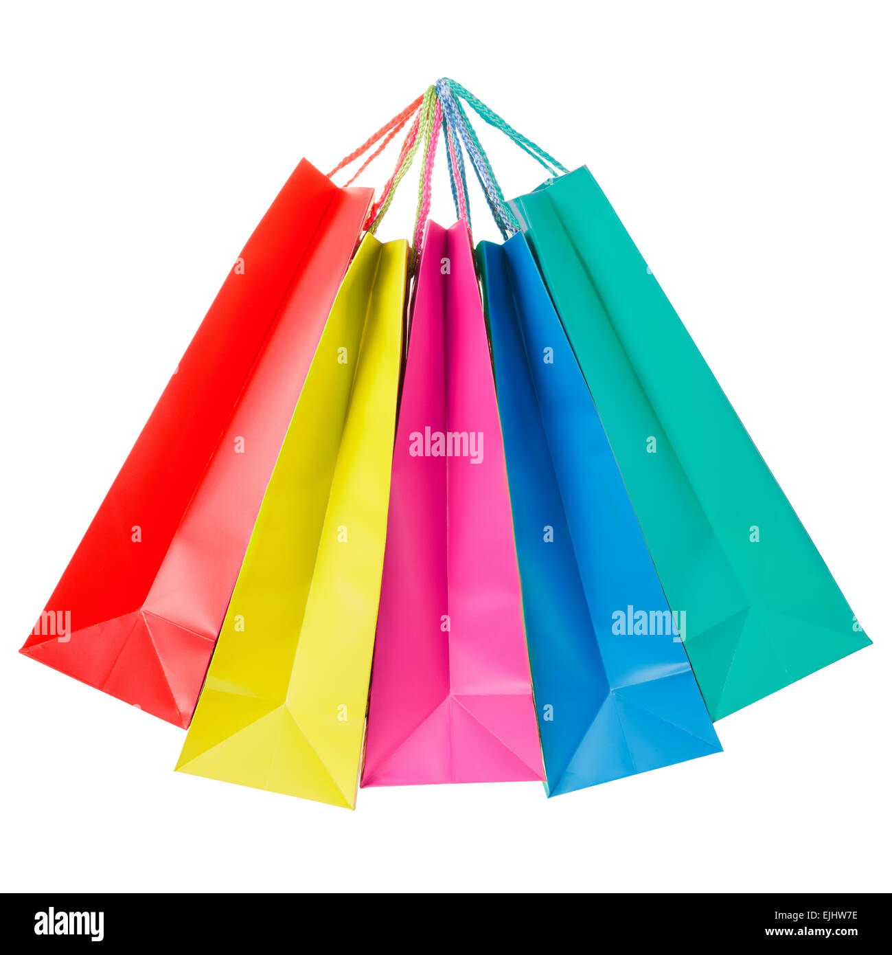 Colorful paper shopping bags on white Stock Photo
