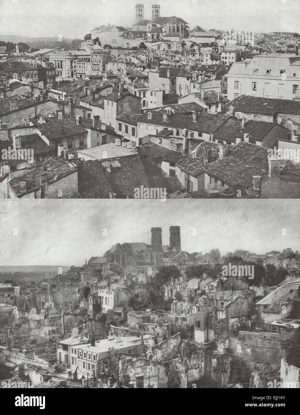 Verdun - Before and after Battle - World War I Stock Photo