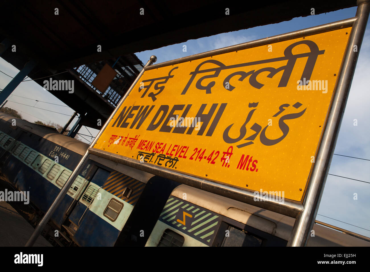 Sign at New Delhi Railway Station Stock Photo