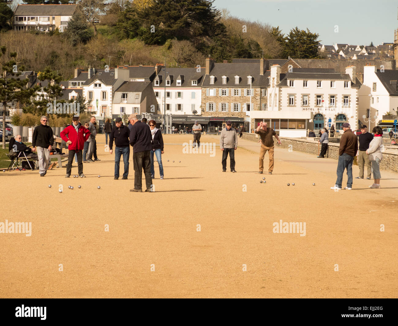 Typical French beach scene Stock Photo