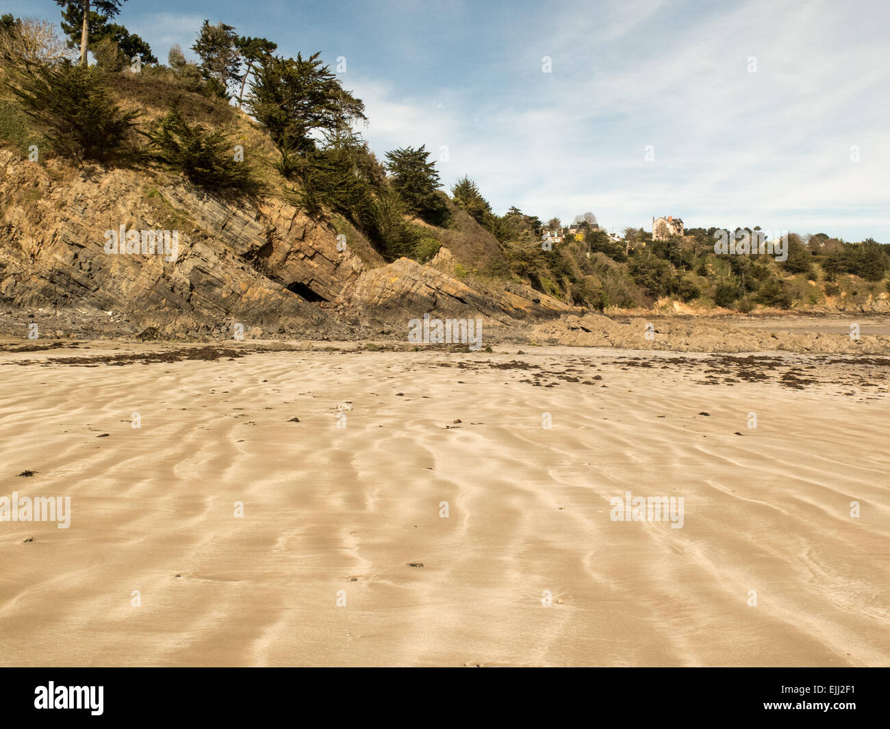 Binic beach at low tide Stock Photo