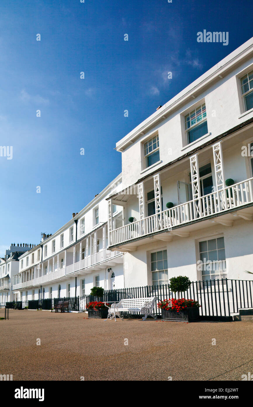 The elegant architecture and verandahs in Fortfield Terrace, Sidmouth