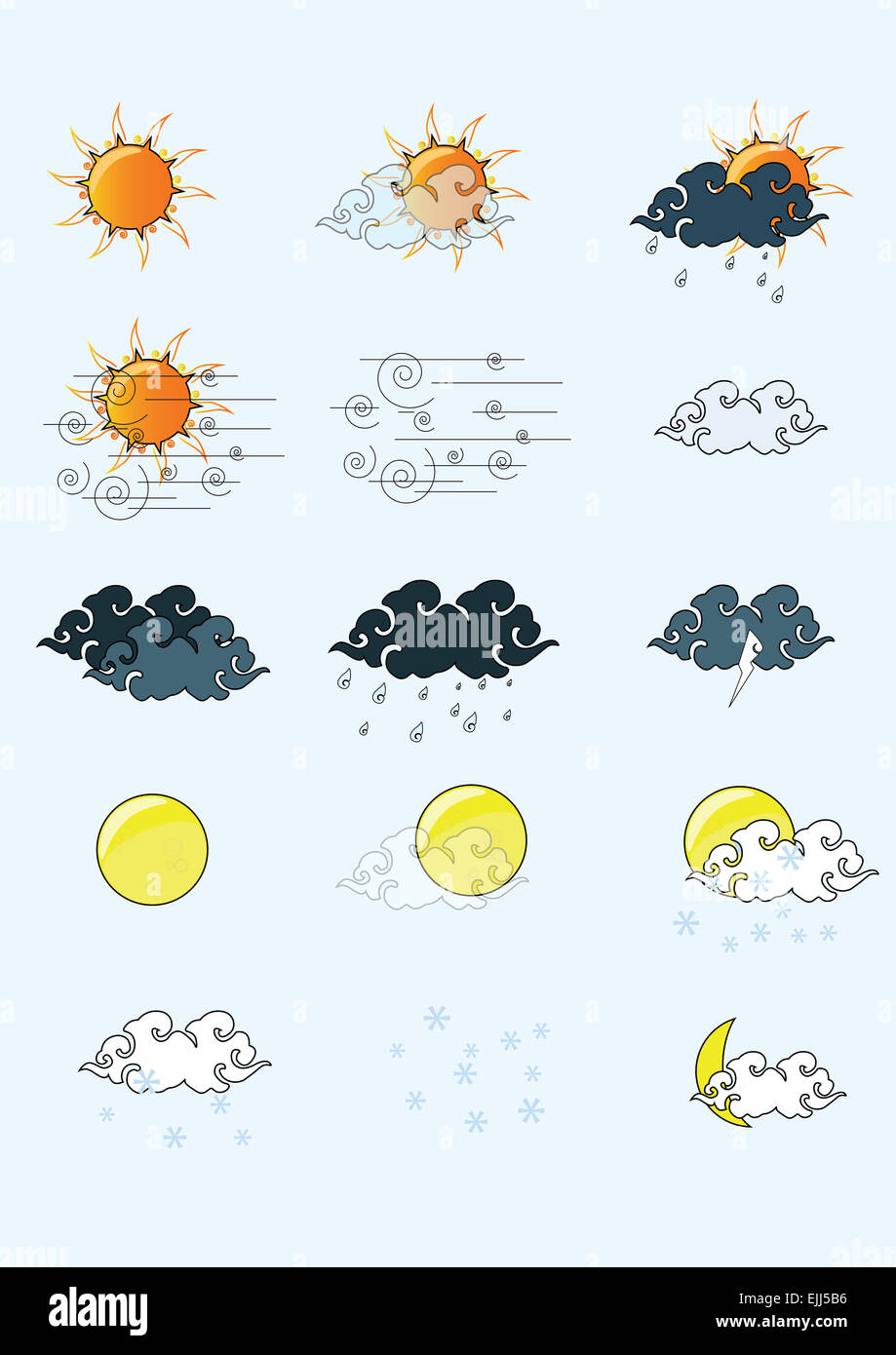 vector icon sun cloud weather illustrator Stock Photo - Alamy