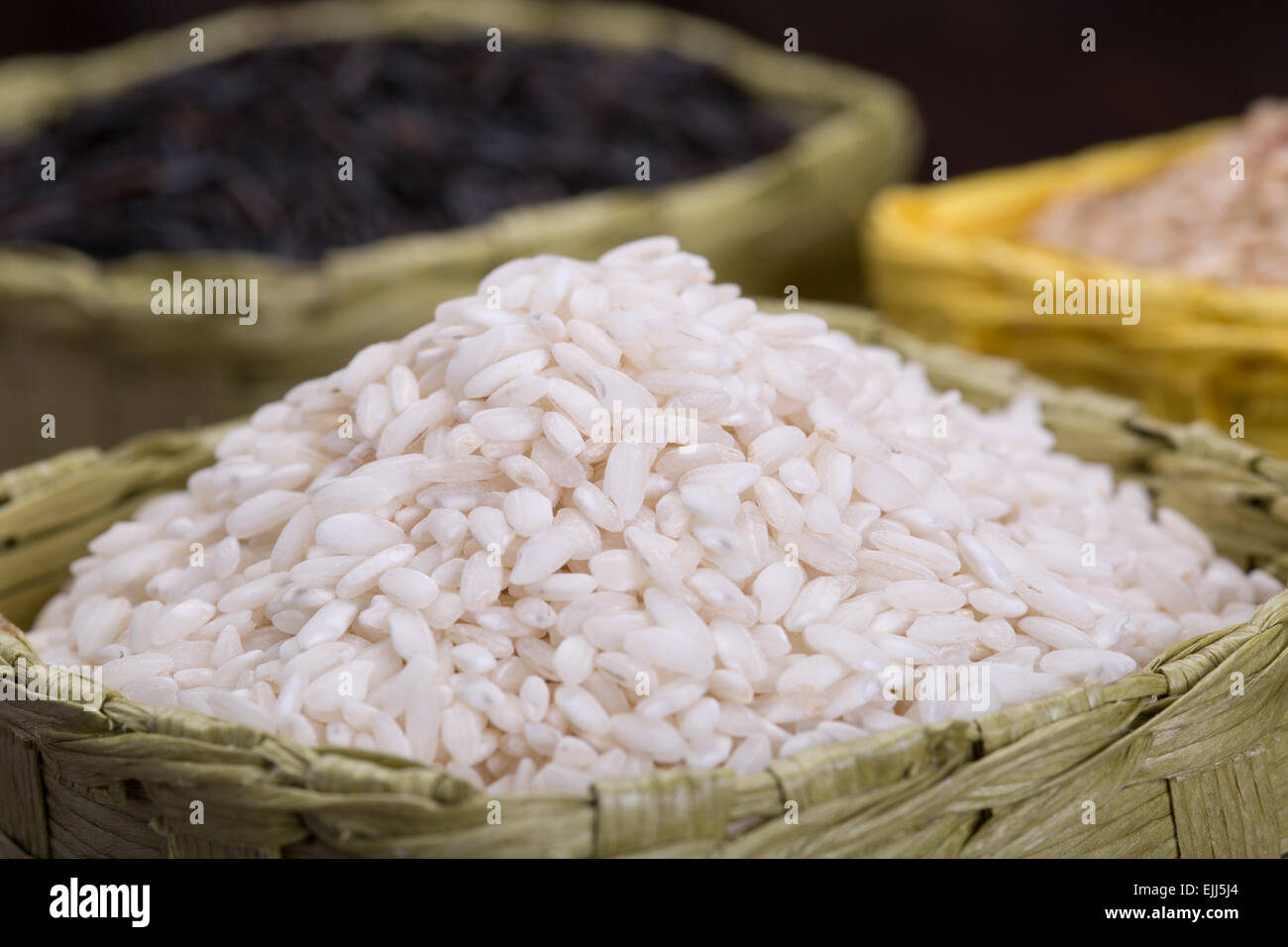 rice in baskets Stock Photo Alamy