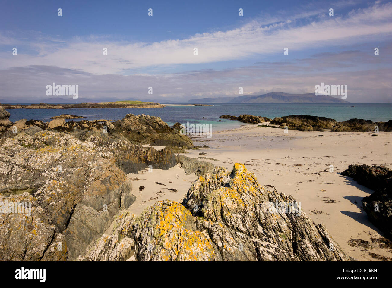beach at north end of isle of iona white or white strand of the monks Stock Photo