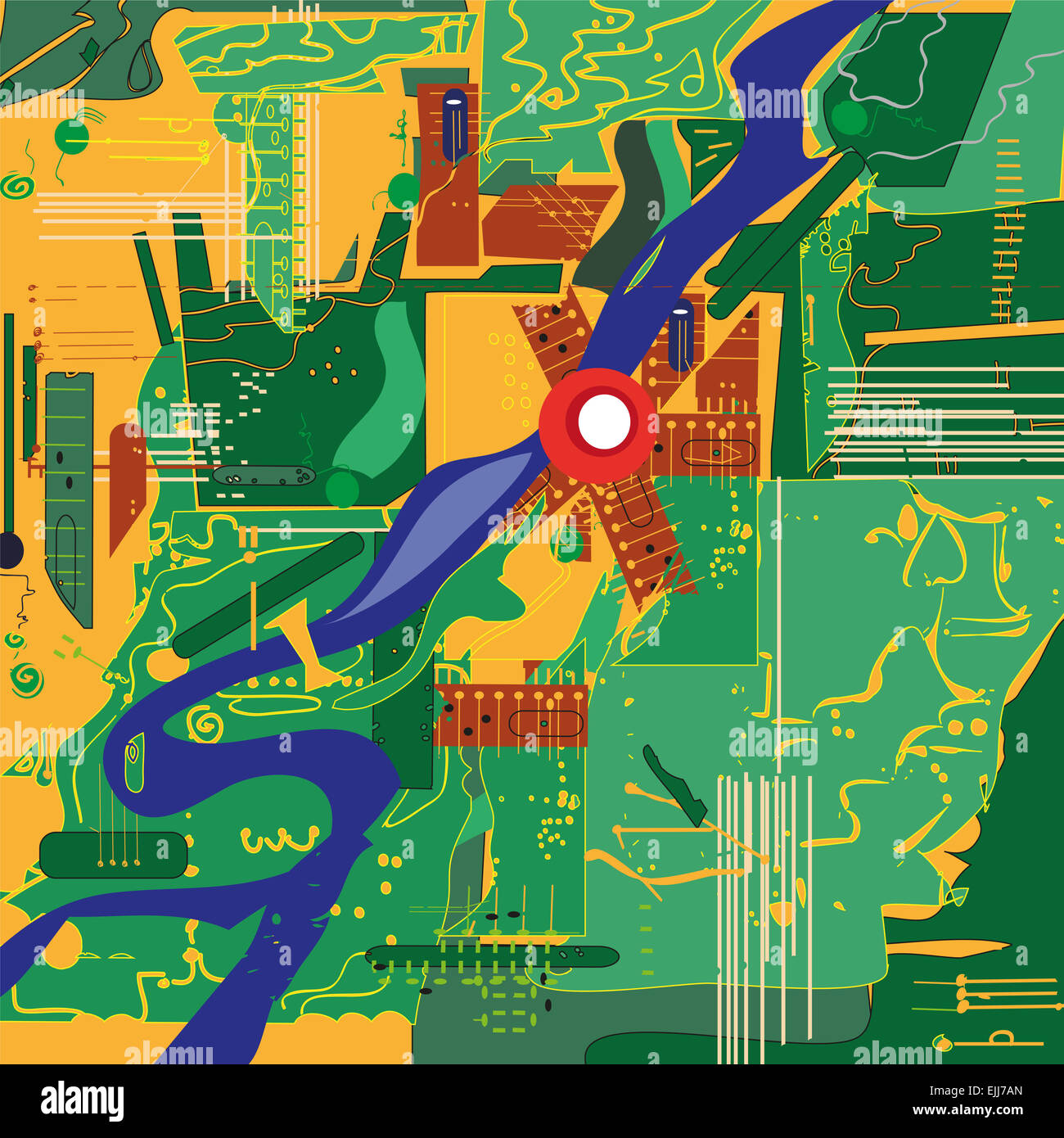 Mapping Computer Drawing Hand drawn illustration of an aerial map, looks like an abstract ...