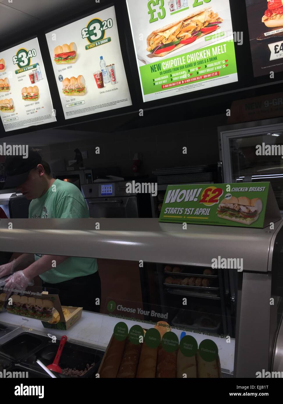 Subway fast food restaurant, manchester Stock Photo