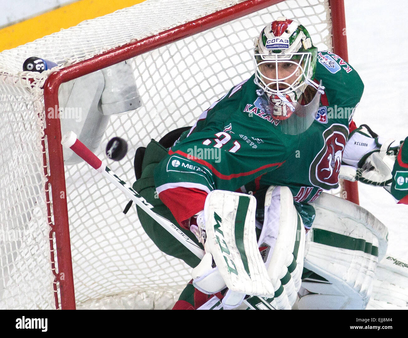 Kazan Russia 27th Mar 2015 Ak Bars Goalie Anders Nilsson In Action In The 2014 15 Season Kontinental Hockey League Eastern Conference Final Match Against Sibir Novosibirsk At Tatneft Arena C Yegor Aleyev Tass Alamy