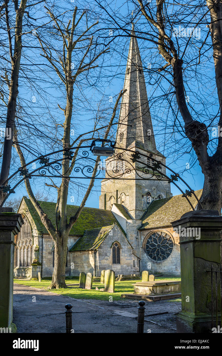 St Mary's Church is the oldest building in the Cotswold town of Cheltenham, Gloucestershire, UK Stock Photo