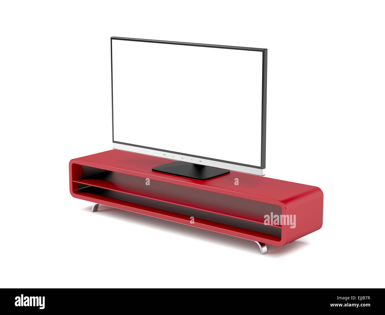 Tv with stand on white background Stock Photo Alamy
