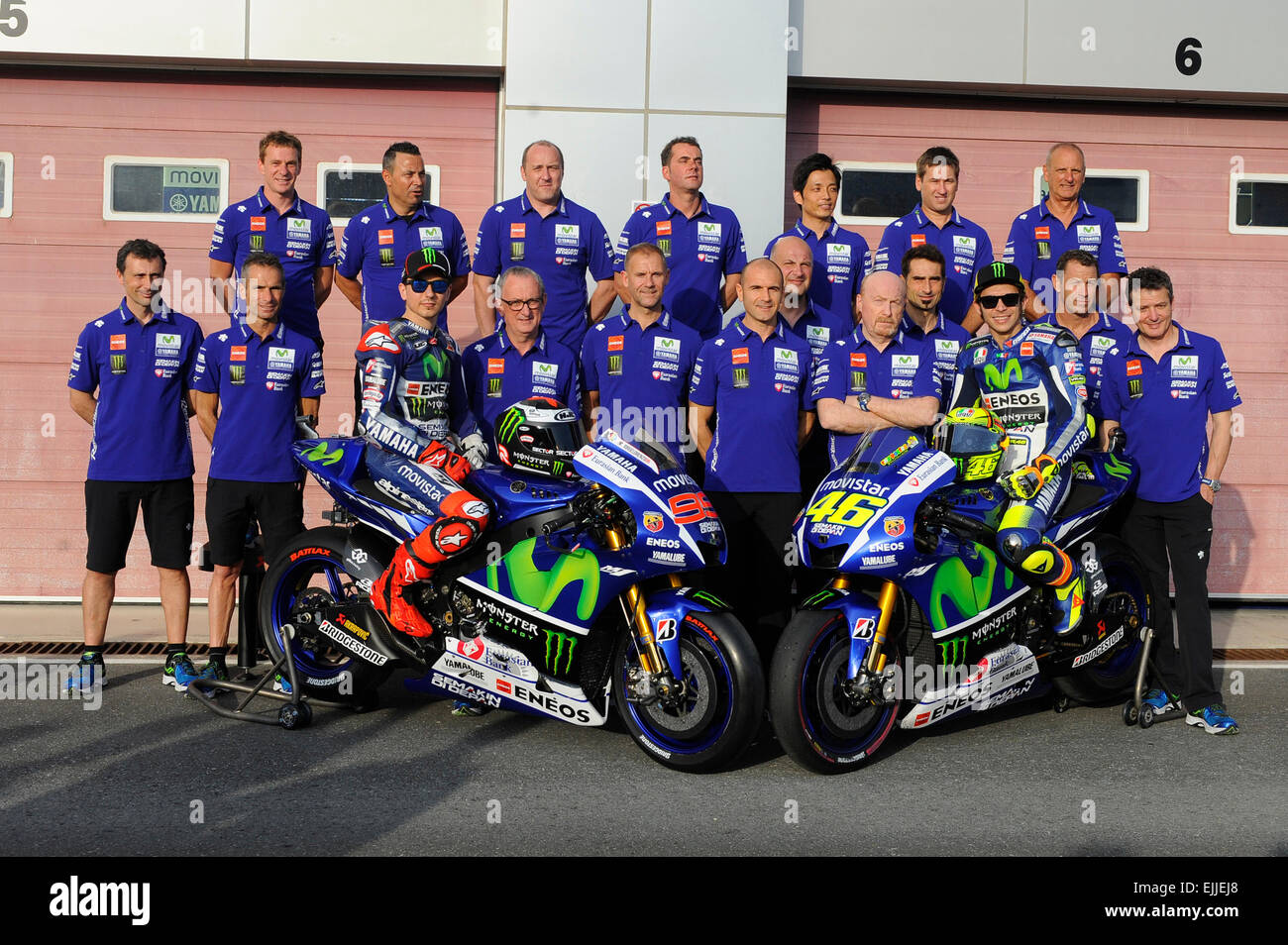 Losail, Doha. 27th Mar, 2015. MotoGP. Qatar Grand Prix Practice. Movistar  Yamaha Team group photo. Credit: Action Plus Sports/Alamy Live News Stock  Photo - Alamy