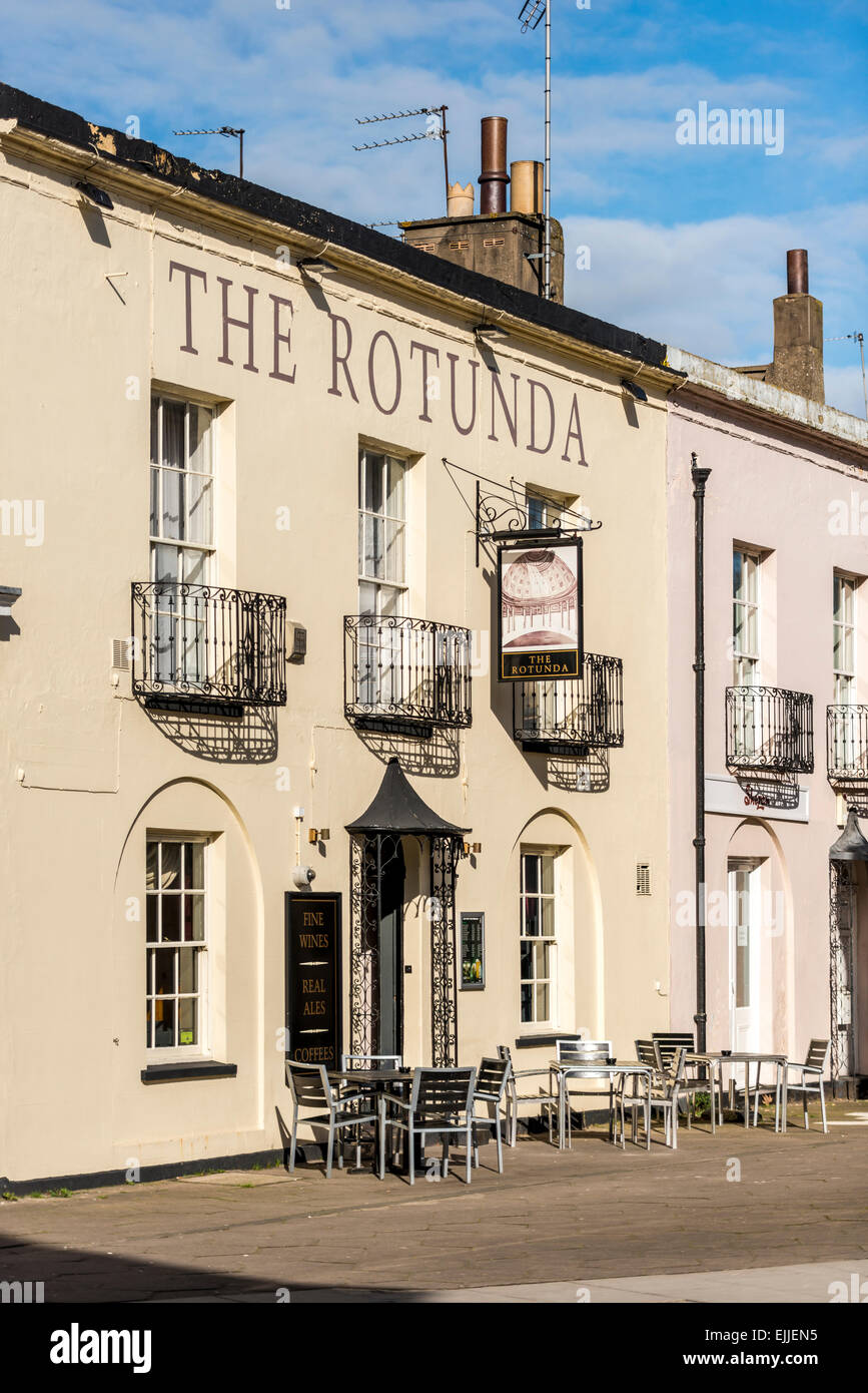 The Rotunda pub in Cheltenham is named after Montpellier Rotunda, a Grade I Listed Building and spa water drinking venue Stock Photo