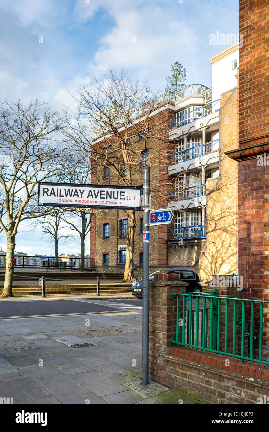 Railway Avenue in Rotherhithe London celebrates Brunel's contribution to the development of British railway Stock Photo