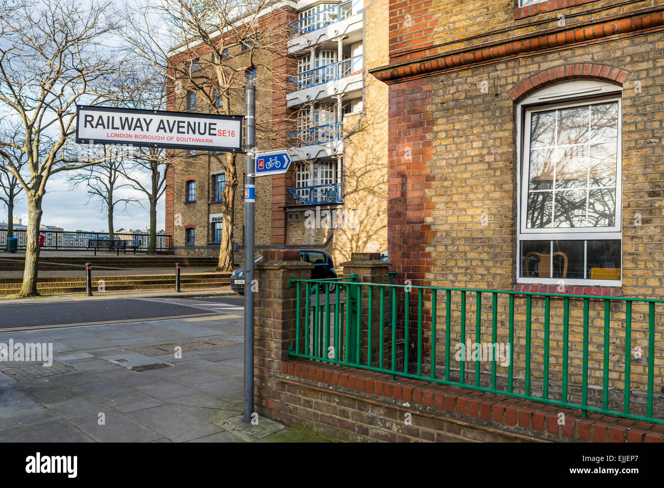 Railway Avenue in Rotherhithe London celebrates Brunel's contribution to the development of British railway Stock Photo