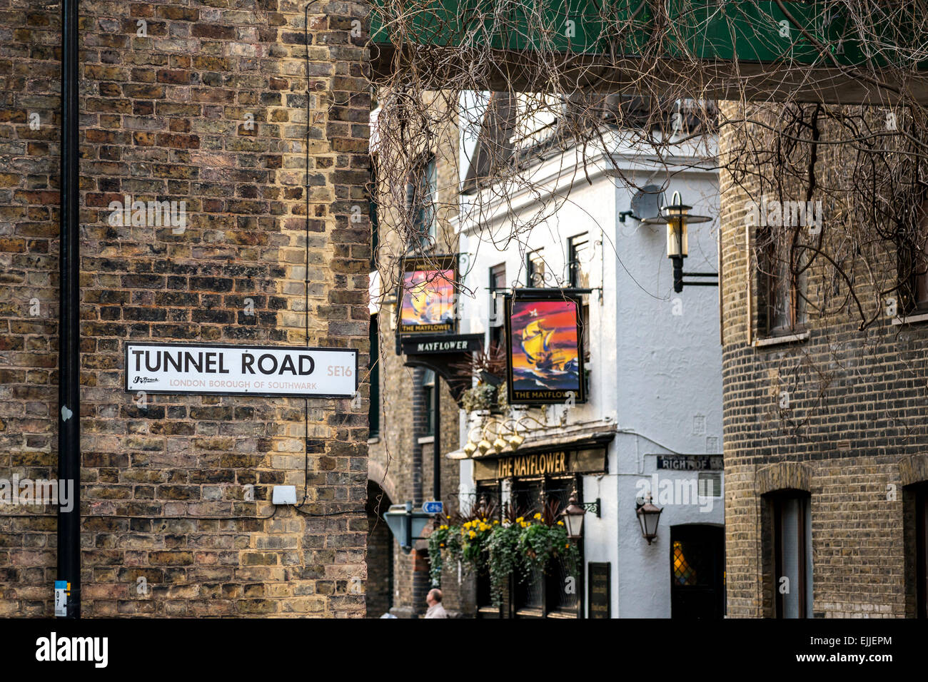 Tunnel Road in Rotherhithe London is named after the Thames Tunnel built by Isambard Kingdom Brunel under the River Thames Stock Photo