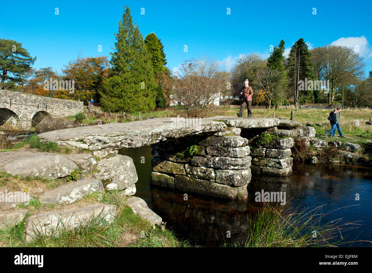 Clapper Bridge Postbridge East Dart River Dartmoor National Park Devon