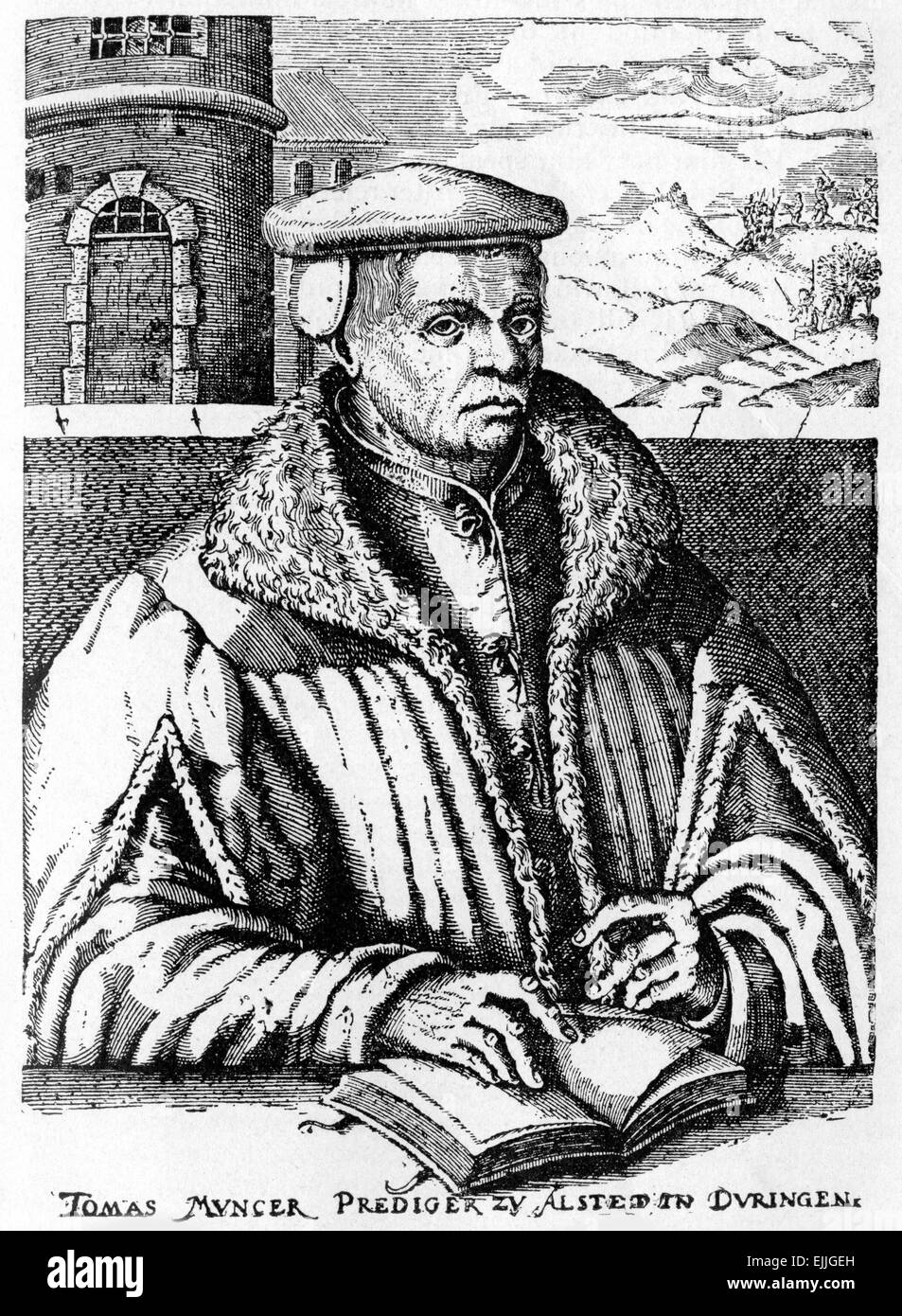 Thomas Müntzer (1489 – 1525) an early Reformation German theologian, who became a rebel leader during the Peasants' War. Stock Photo