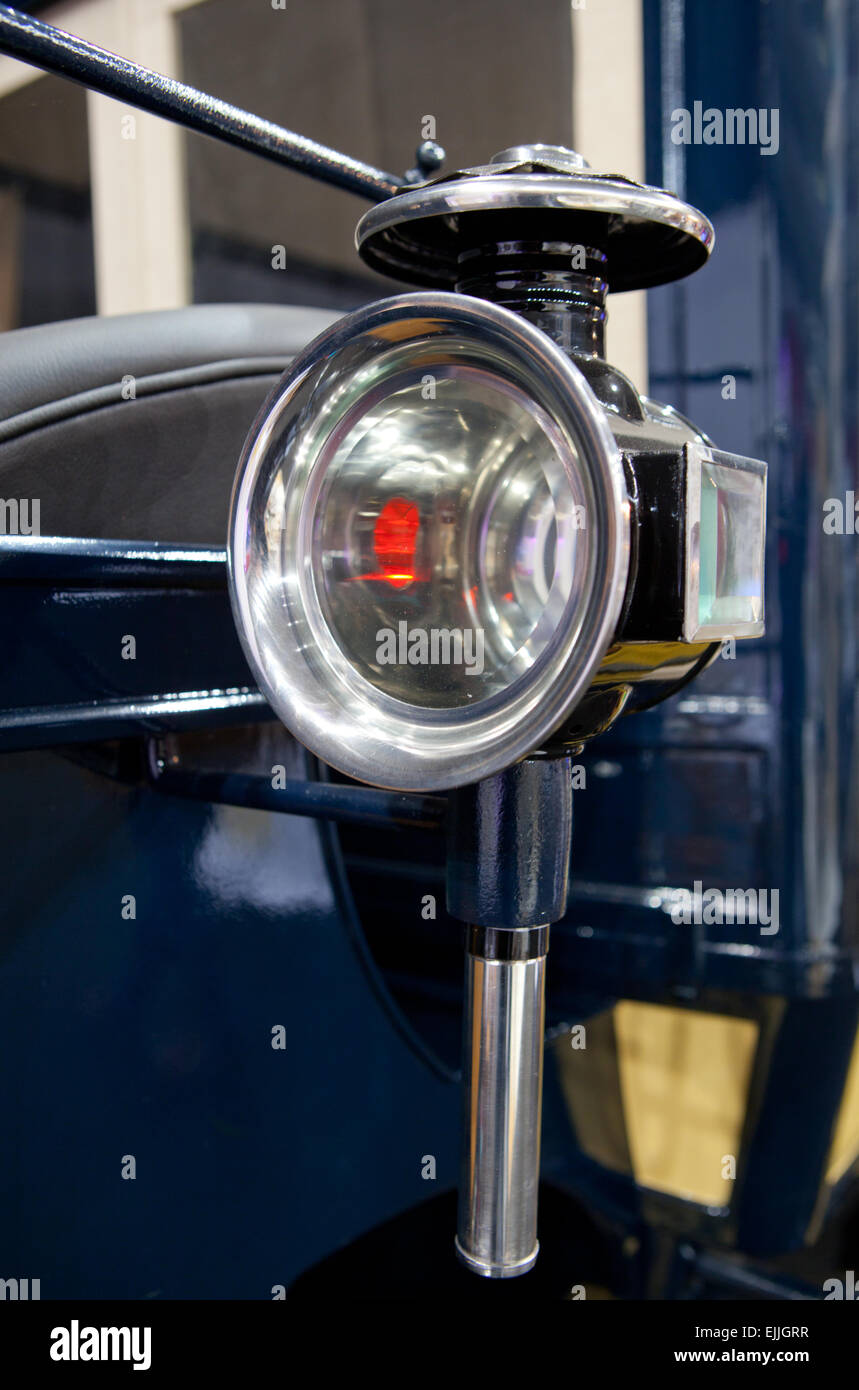 Lantern of a blue horse carriage, closeup take Stock Photo