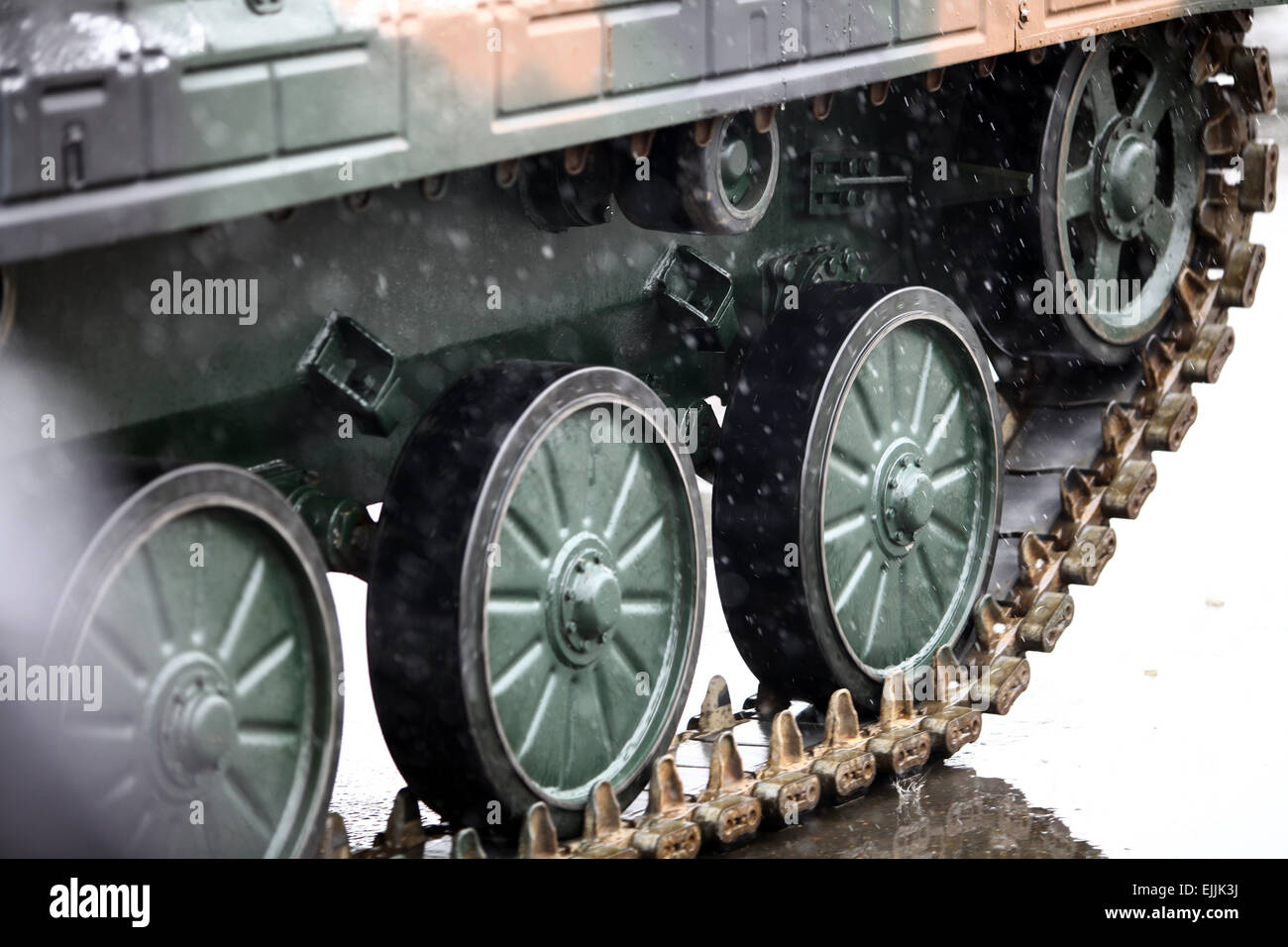 Color detail image of a tank's caterpillar track Stock Photo Alamy
