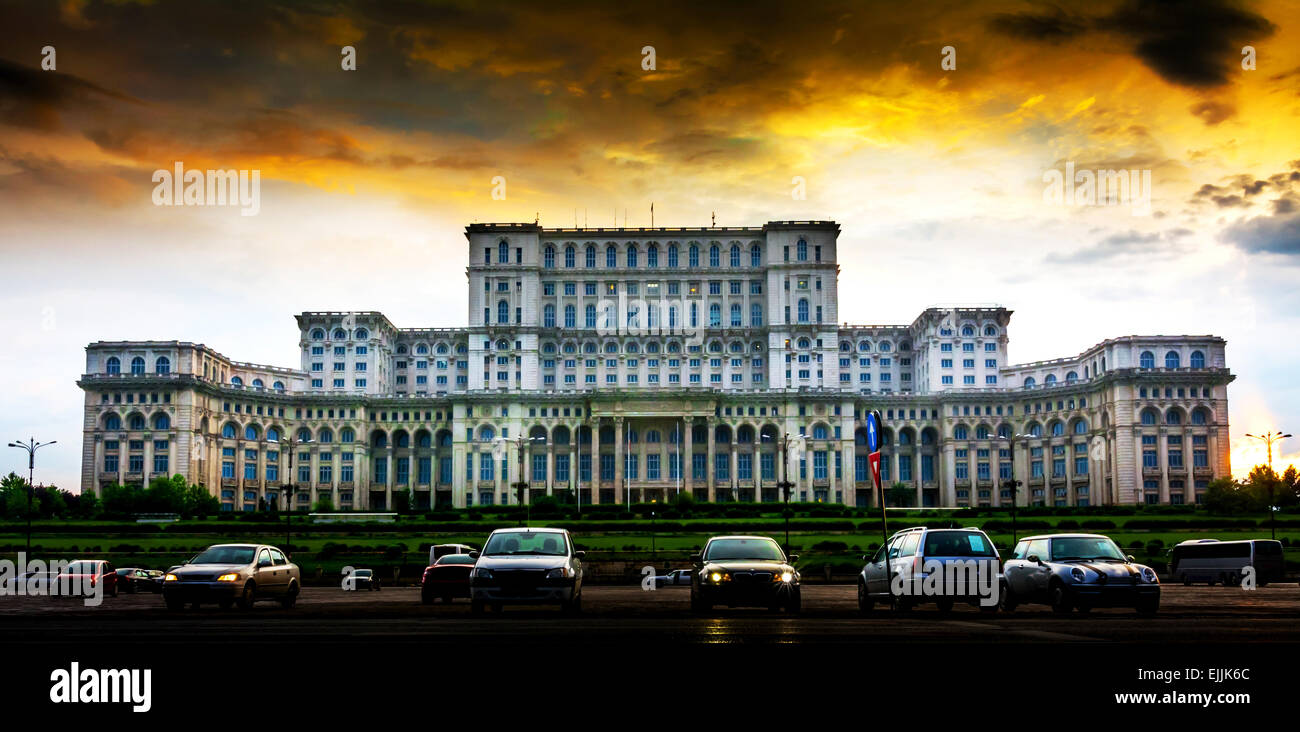 Parliament Palace, second largest building world wide, Bucharest, Romania. Stock Photo