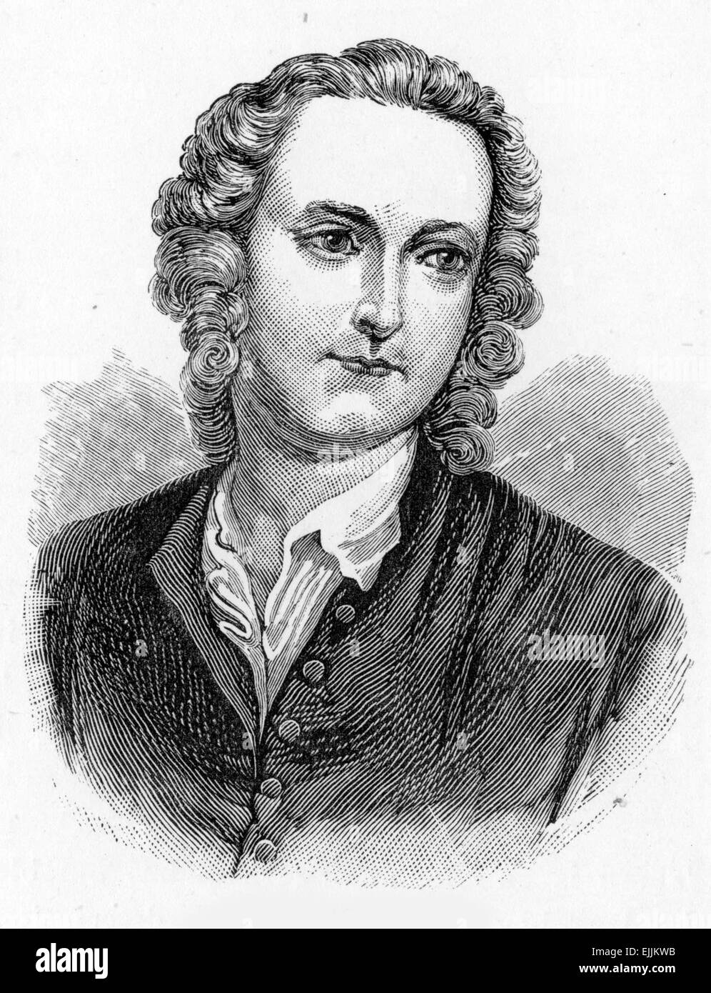 Thomas Gray (26 December 1716 – 30 July 1771)  English poet, letter-writer, classical scholar and professor at Cambridge Stock Photo