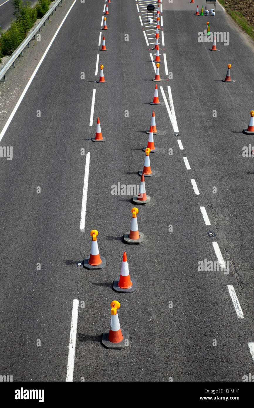 Traffic cones on road Stock Photo Alamy