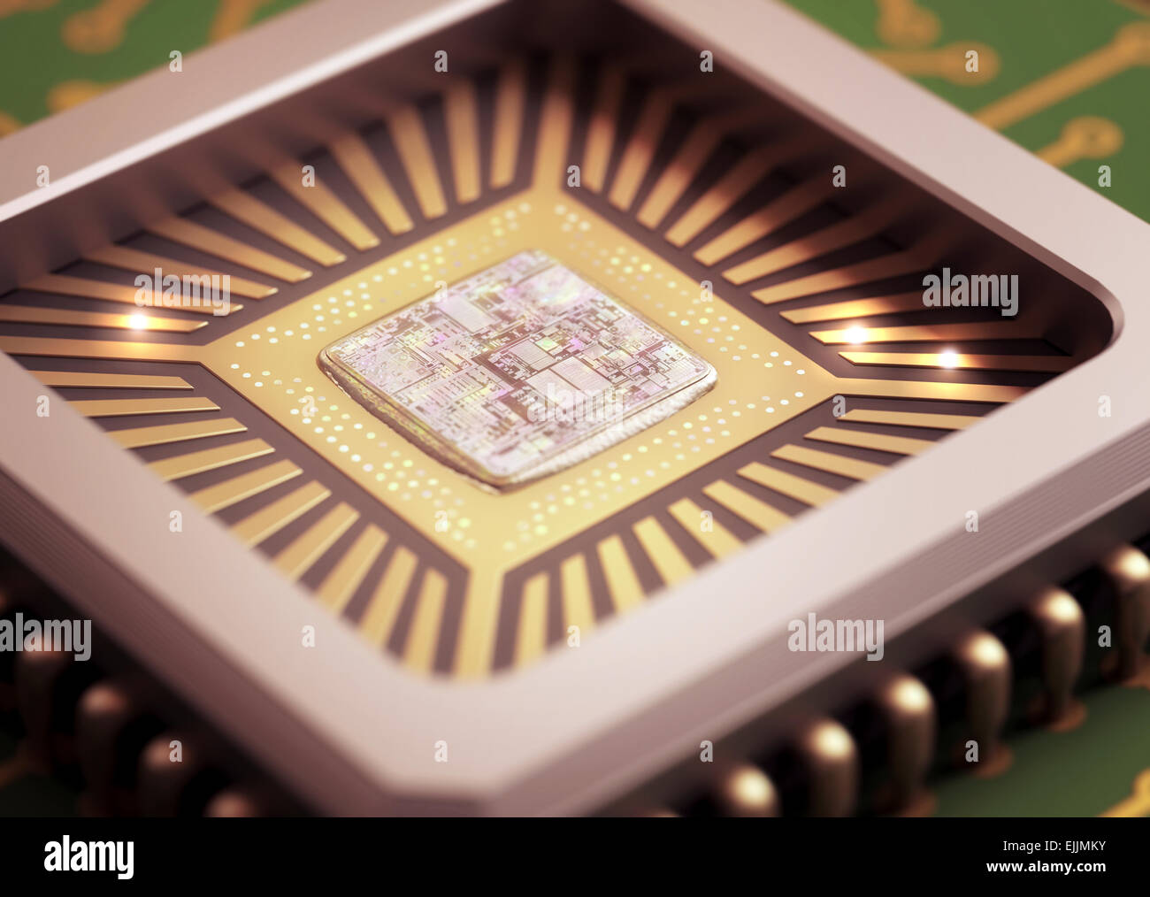 Microchip, computer illustration. Stock Photo