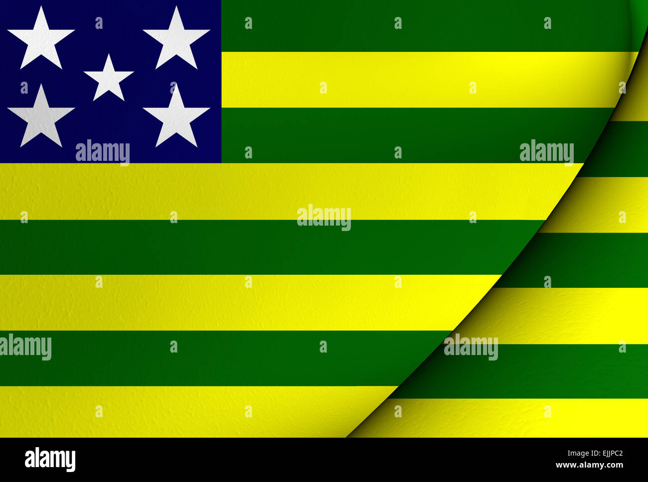 Flag of Goias, Brazil. Close Up. Stock Photo