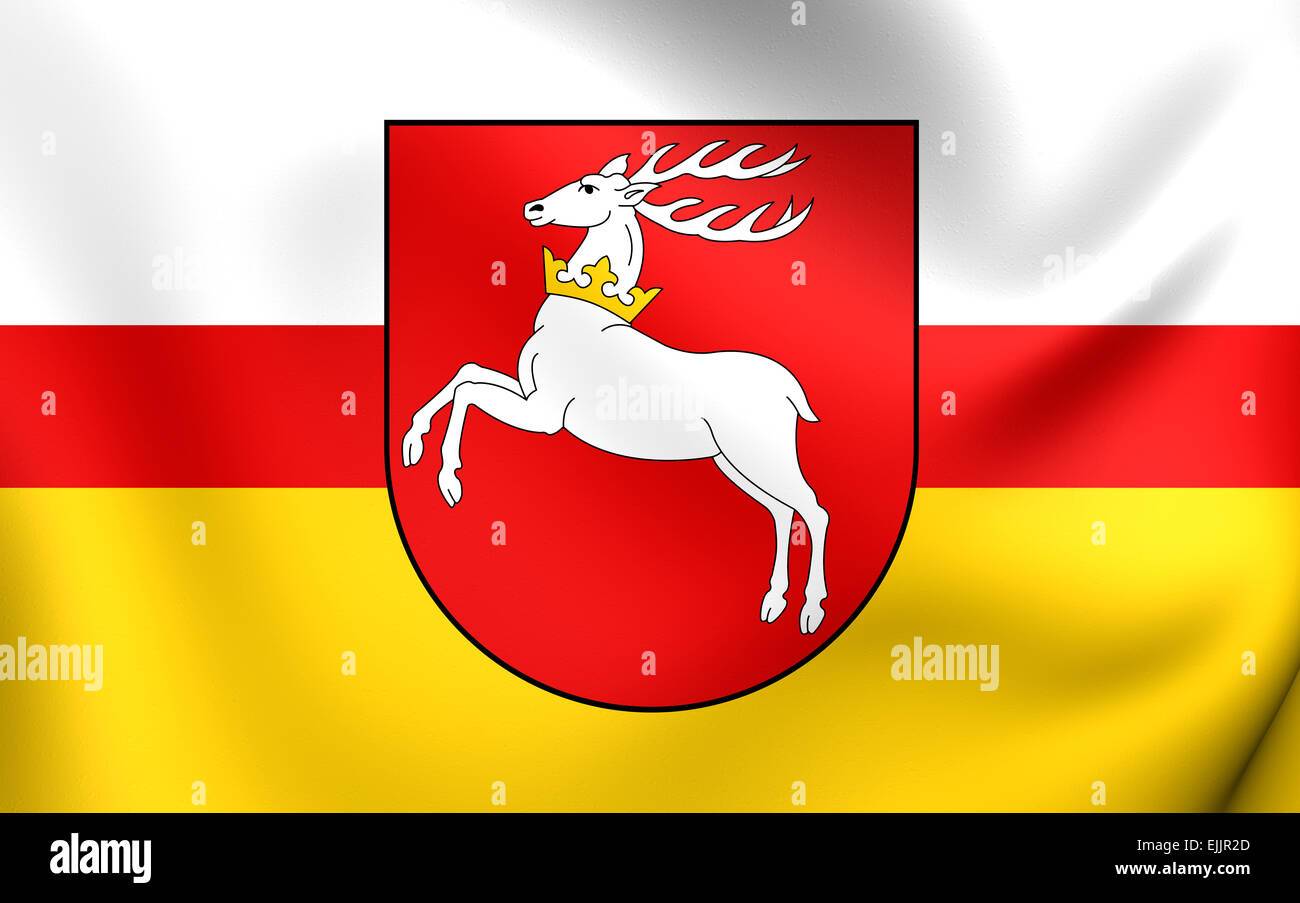 Flag of Lublin Voivodeship, Poland. Close Up. Stock Photo