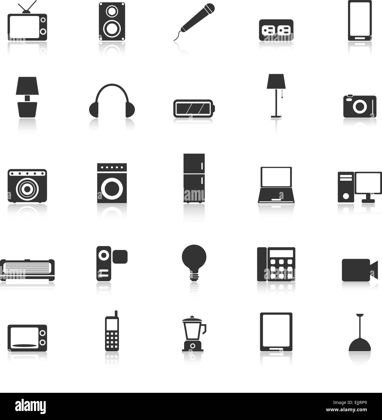 Electrical Machine icons with reflect on white background, stock vector