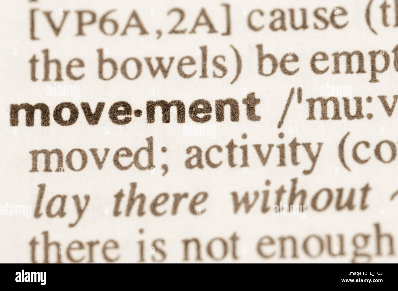 Definition of word movement in dictionary Stock Photo
