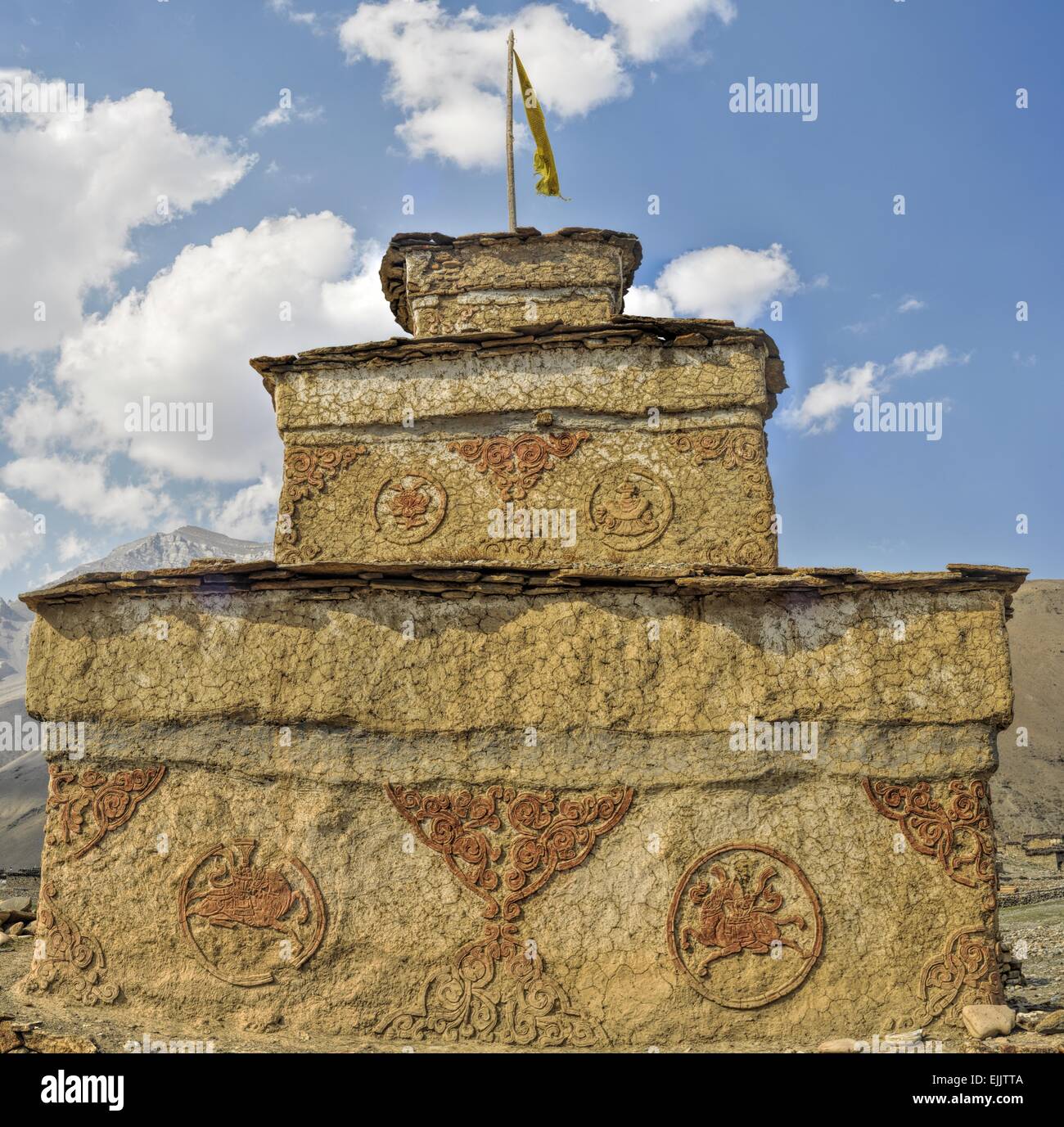 Detail of on old buddhist shrine in Himalayas, Nepal Stock Photo - Alamy
