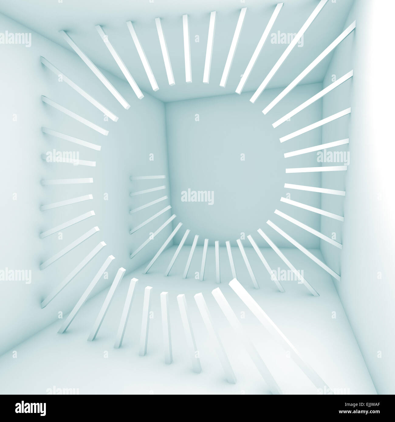 Abstract white empty room interior with decoration helix structure. 3d ...