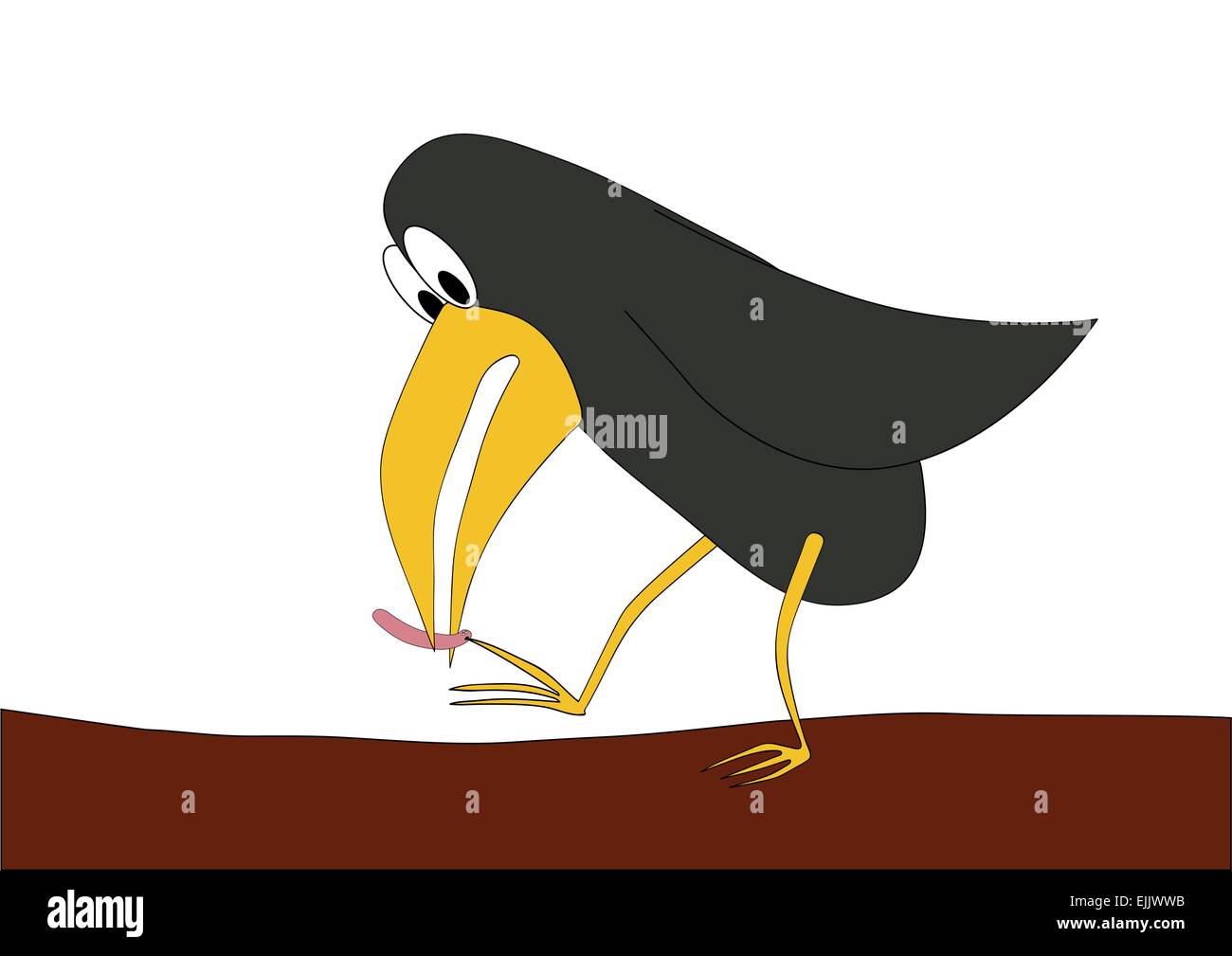 Vector illustration - bird and worm - David and Goliath - duel Stock Vector