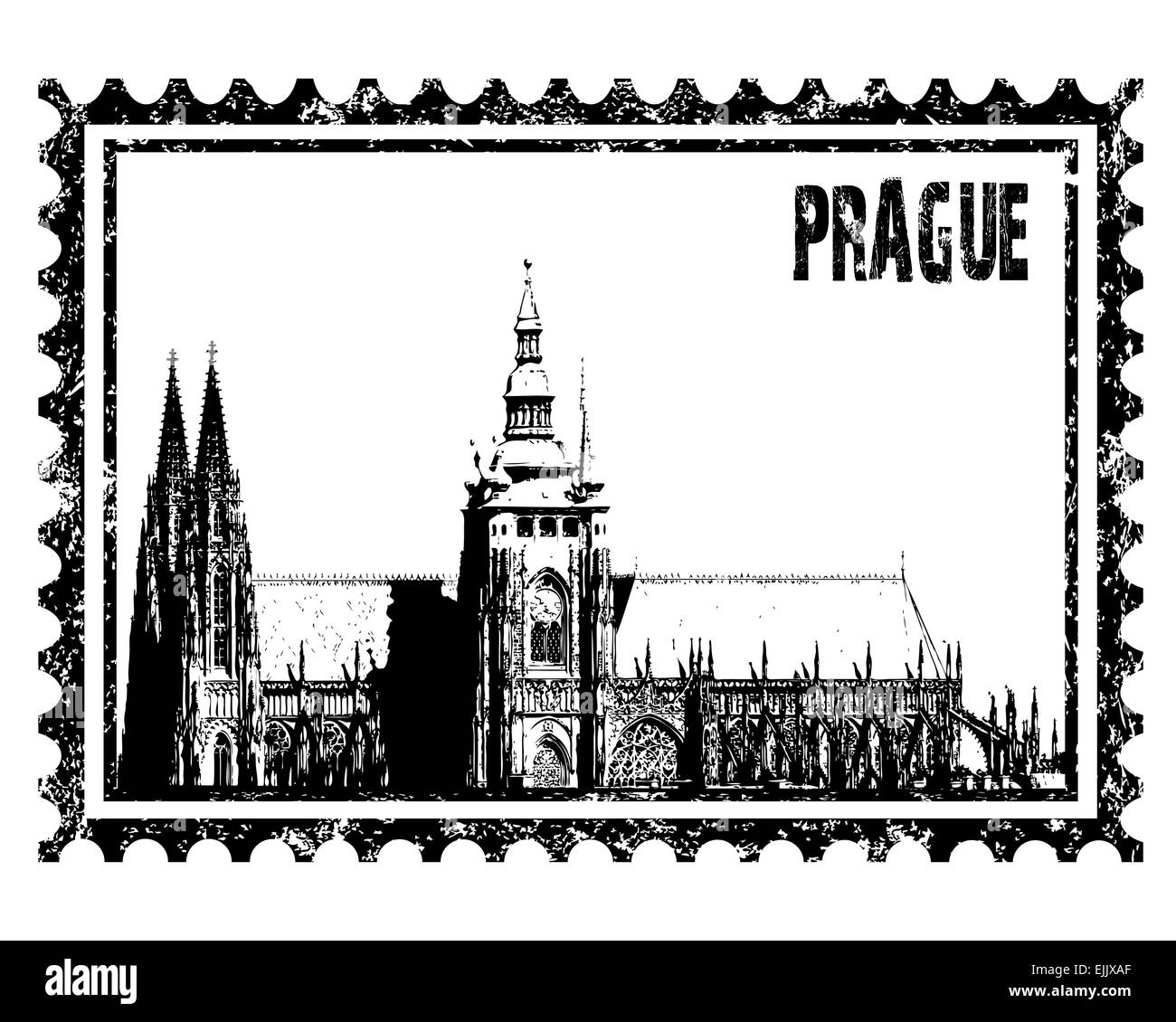 Vector illustration - Hradcany - Cathedral of Saint Vitus in the Prague castle Stock Vector