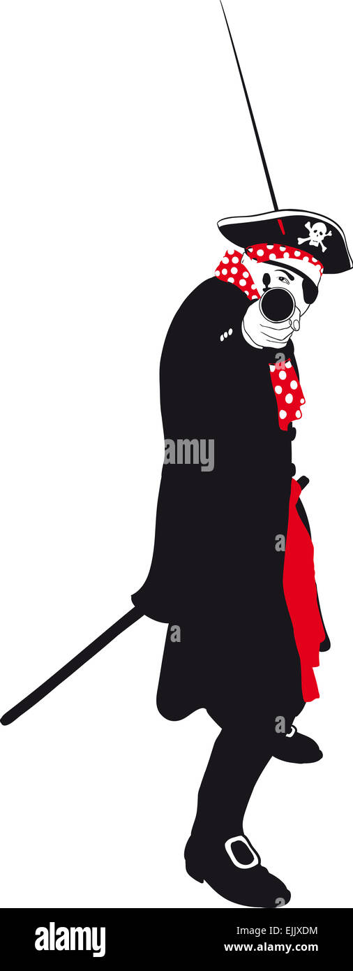 Angry pirate silhouette Stock Photo