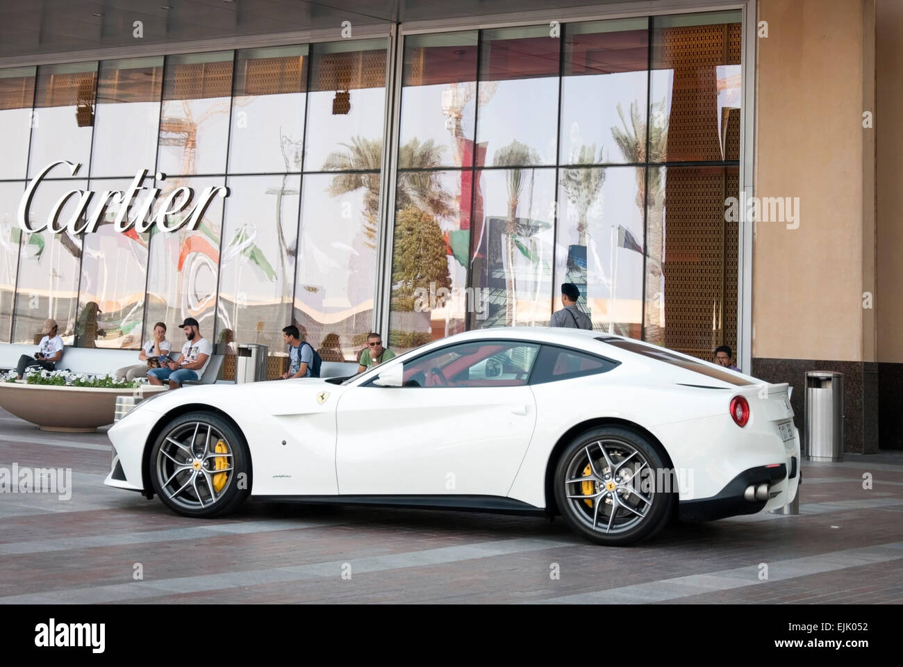 Brilliant White Ferrari F12 Berlinetta Coupe Motor Car Stock Photo