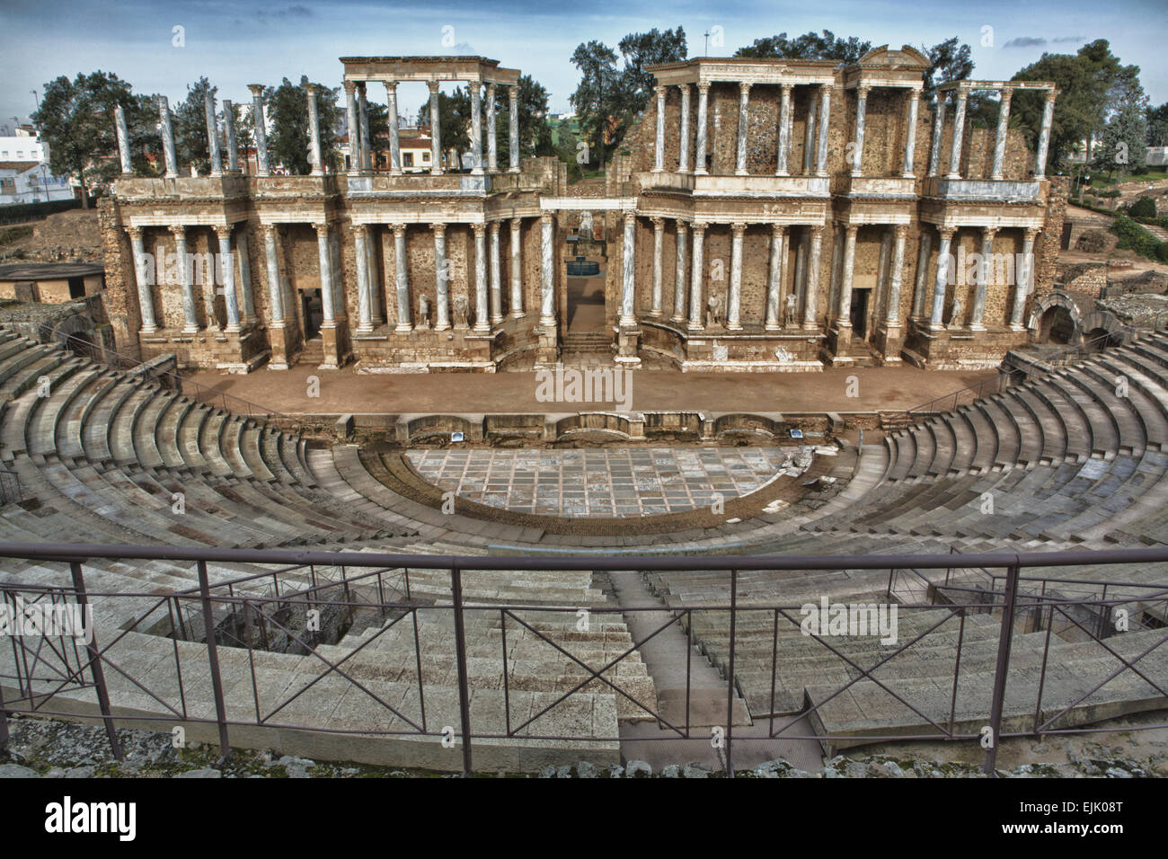 Roman theatre, located in the archaeological ensemble of Mérida, one of the largest and most extensive archaeological sites in S Stock Photo