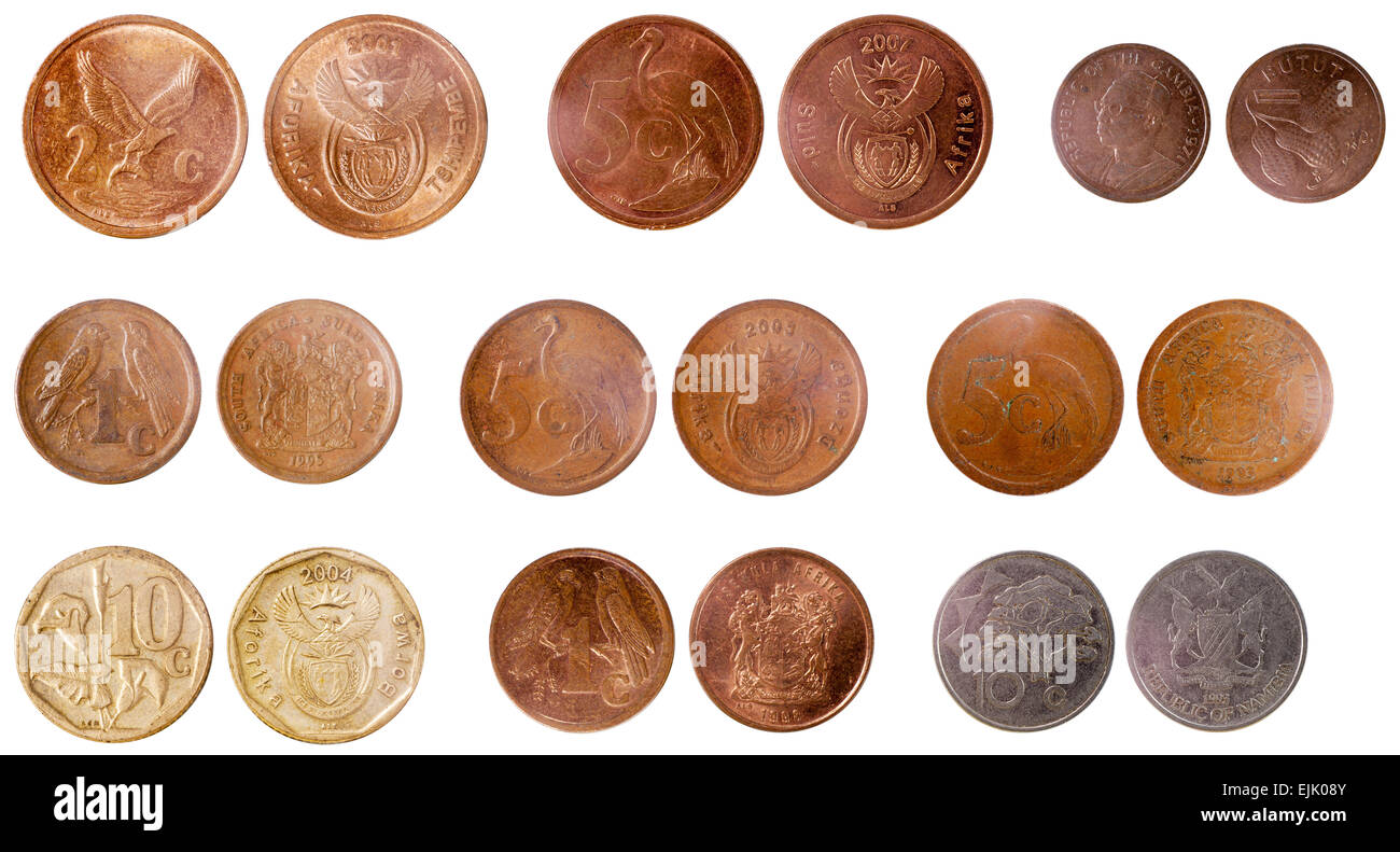 misc old coins of africa isolated on white background Stock Photo