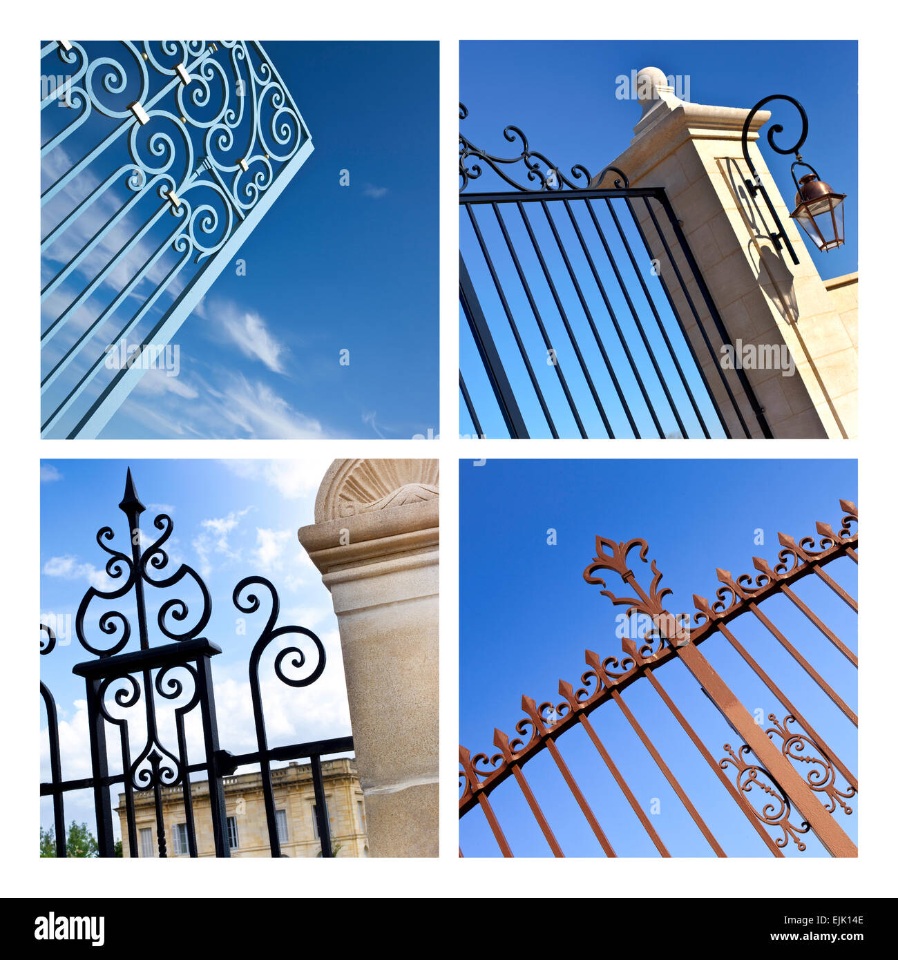 Wrought iron gate stone pillar Cut Out Stock Images & Pictures Alamy