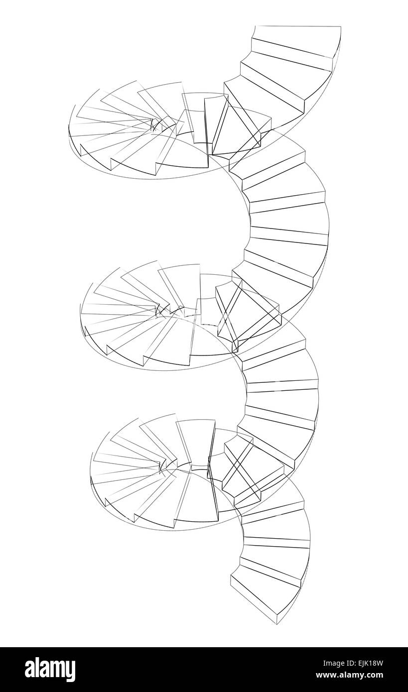Spiral Staircase Perspective Drawing