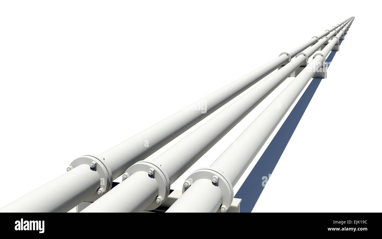 Three white industrial pipes with shadow. Isolated Stock Photo Alamy