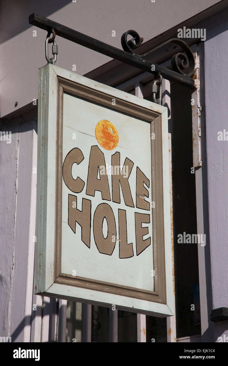 Cake Hole Cafe Sign, Columbia Road, London; England; UK Stock Photo Alamy