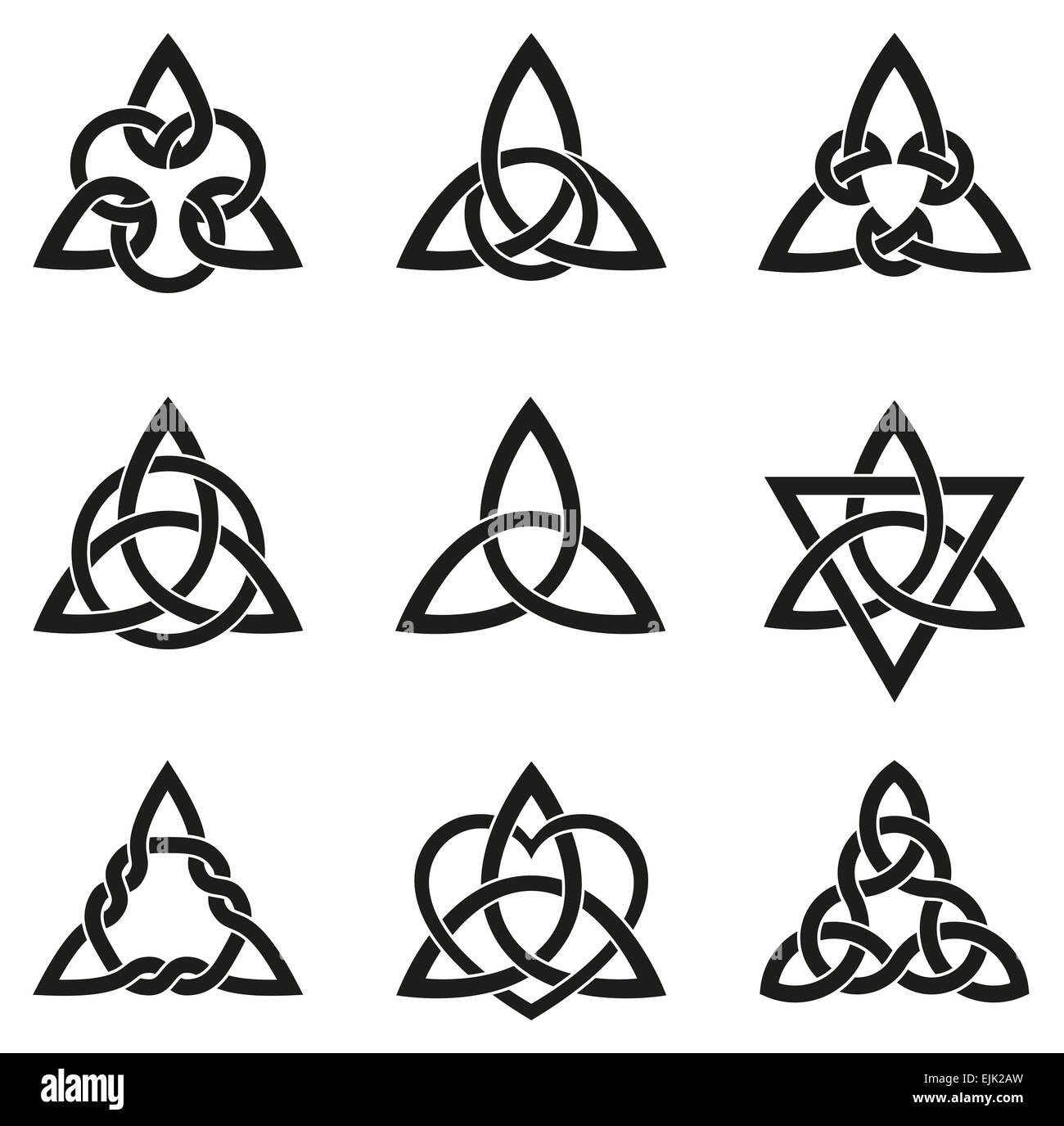 Nine Celtic Triangle Knots Stock Photo