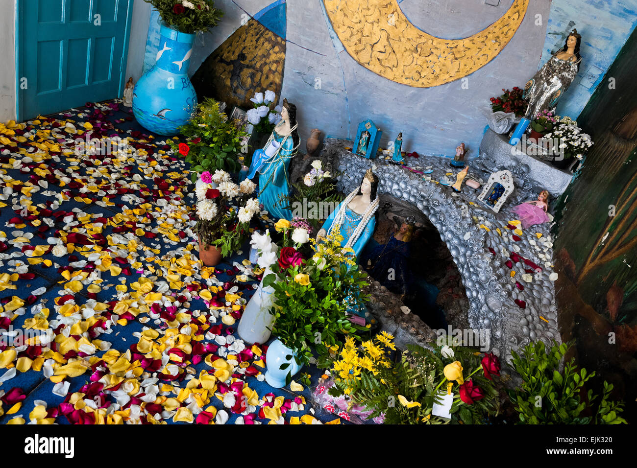 AfroBrazilian religious statues, representing gods (orixas), are seen