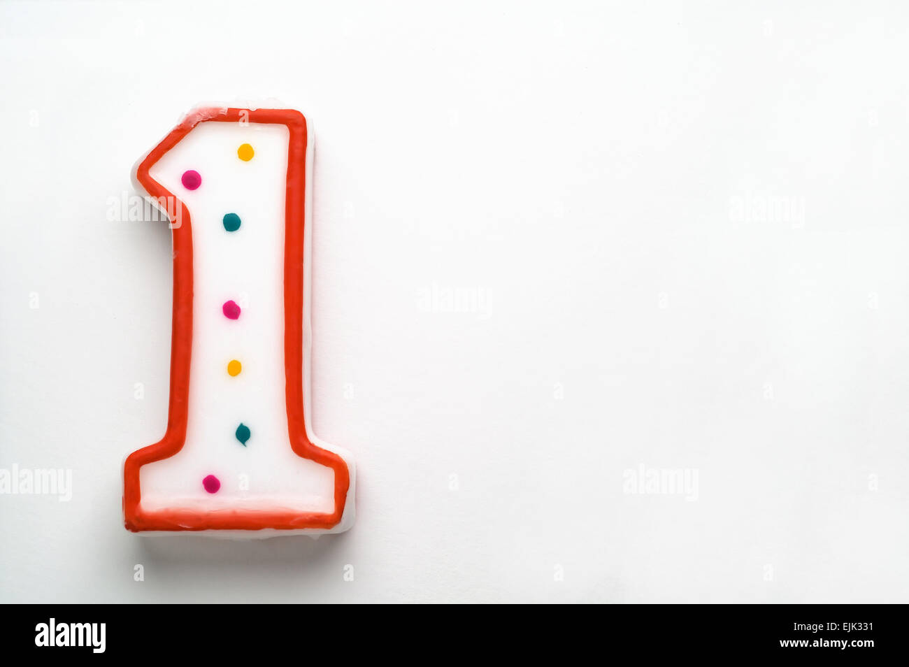 Number one cake candle with copy space Stock Photo