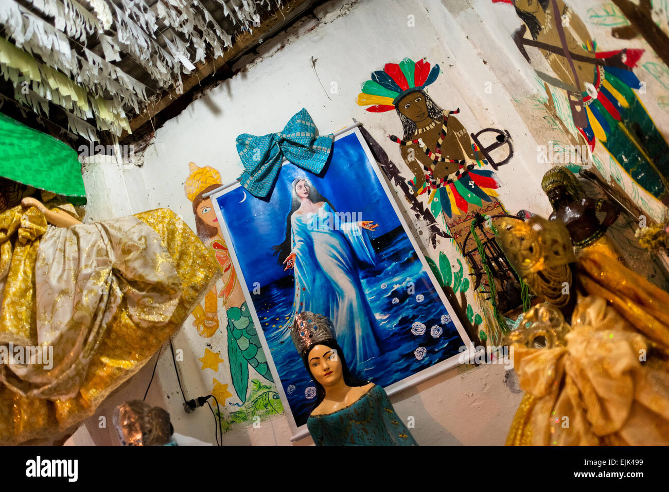 AfroBrazilian religious statues, representing gods (orixas), are seen