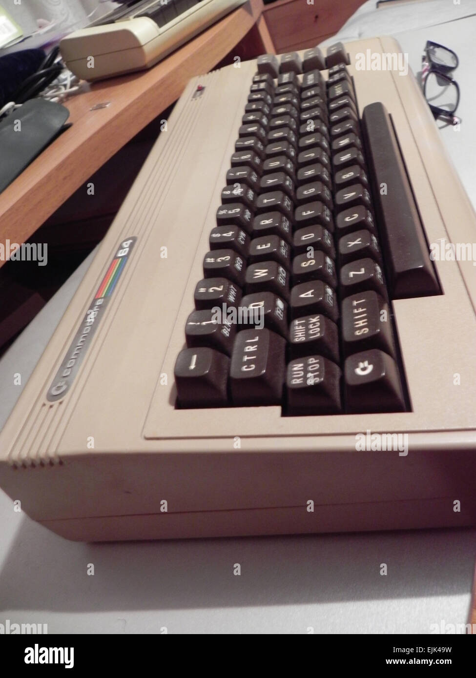 Trieste, TS, Italy - March 1, 2015: My dear old Commodore 64 emerged from the dust of the cellar Stock Photo